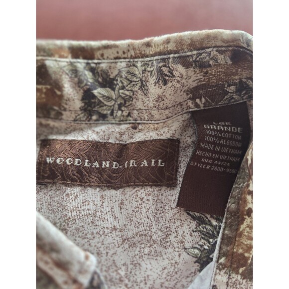 Men's Woodland Trail Button Shirt Deer In Woods Print 100% Cotton Long Sleeve - Picture 5 of 5